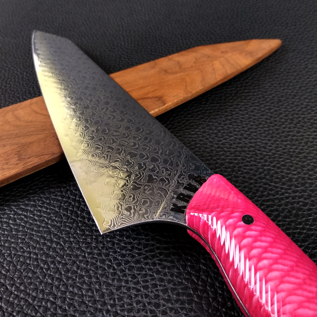 Pink Dragon - 10in (254mm) Damascus Gyuto - Dragonscale - Wavy Handle