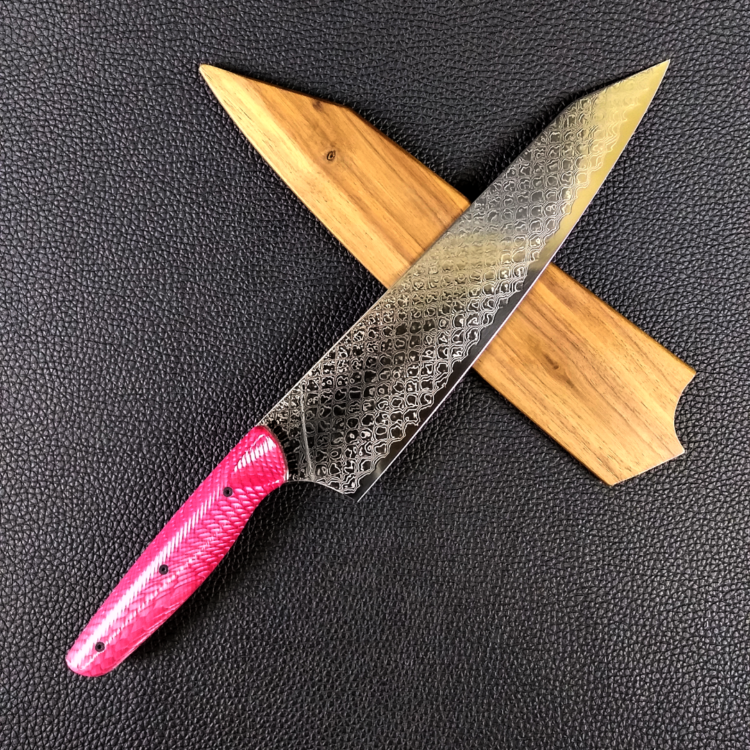 Pink Dragon - 10in (254mm) Damascus Gyuto - Dragonscale - Wavy Handle