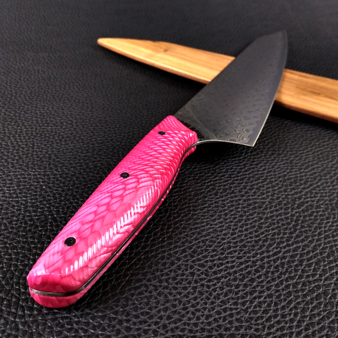 Pink Dragon - 10in (254mm) Damascus Gyuto - Dragonscale - Wavy Handle