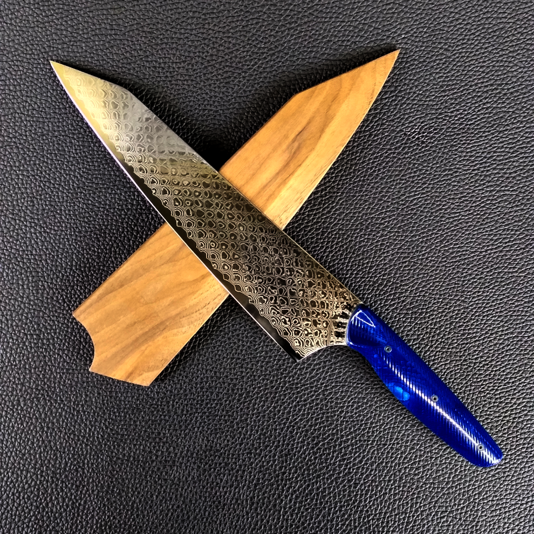 Sapphire Dragon - 10in Damascus Gyuto - Dragonscale - Wavy Handle