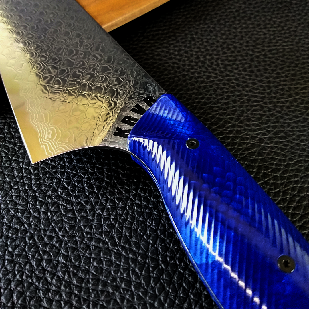 Sapphire Dragon - 10in Damascus Gyuto - Dragonscale - Wavy Handle