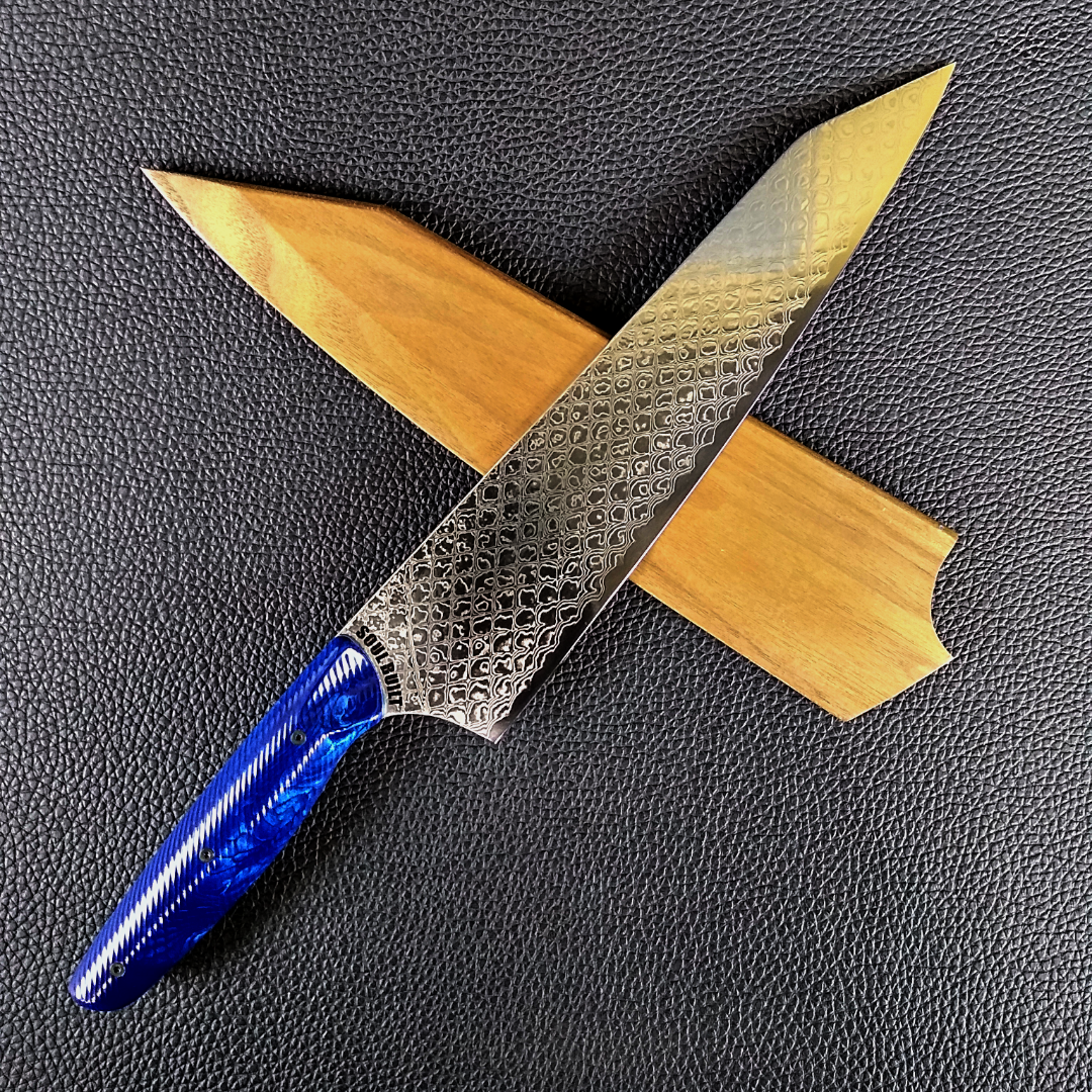 Sapphire Dragon - 10in Damascus Gyuto - Dragonscale - Wavy Handle