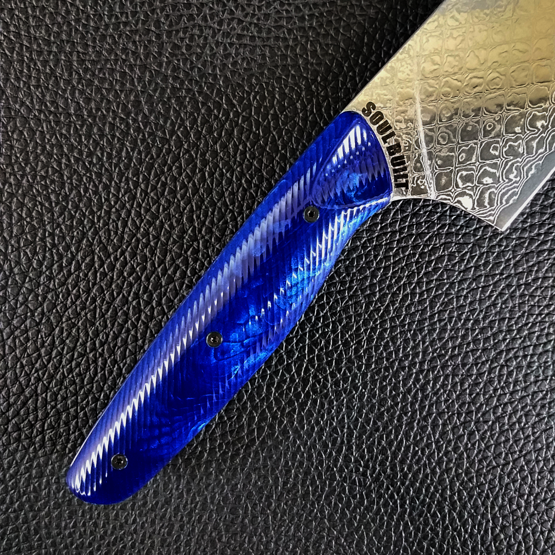 Sapphire Dragon - 10in Damascus Gyuto - Dragonscale - Wavy Handle