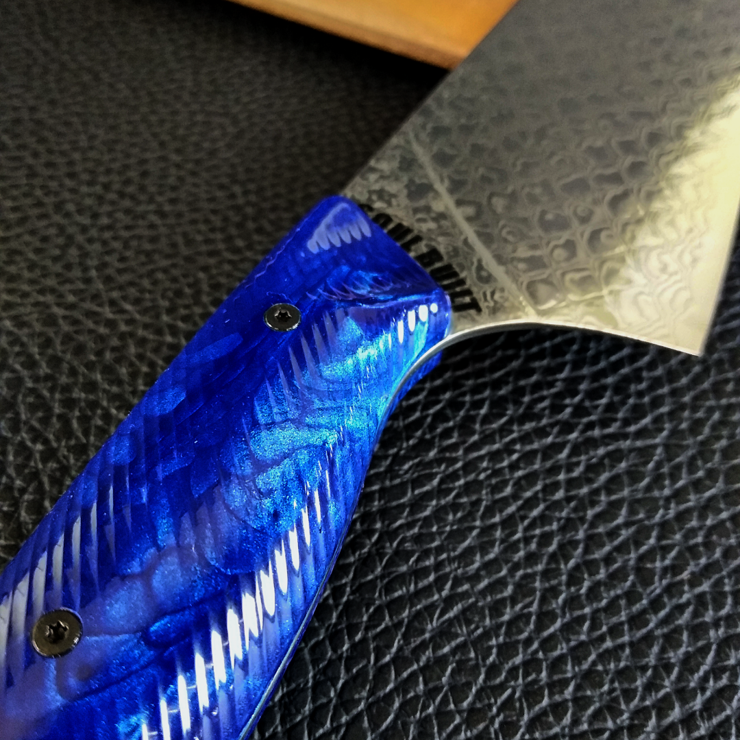 Blue Dragon - 10in Damascus Gyuto - Dragonscale - Wavy Handle