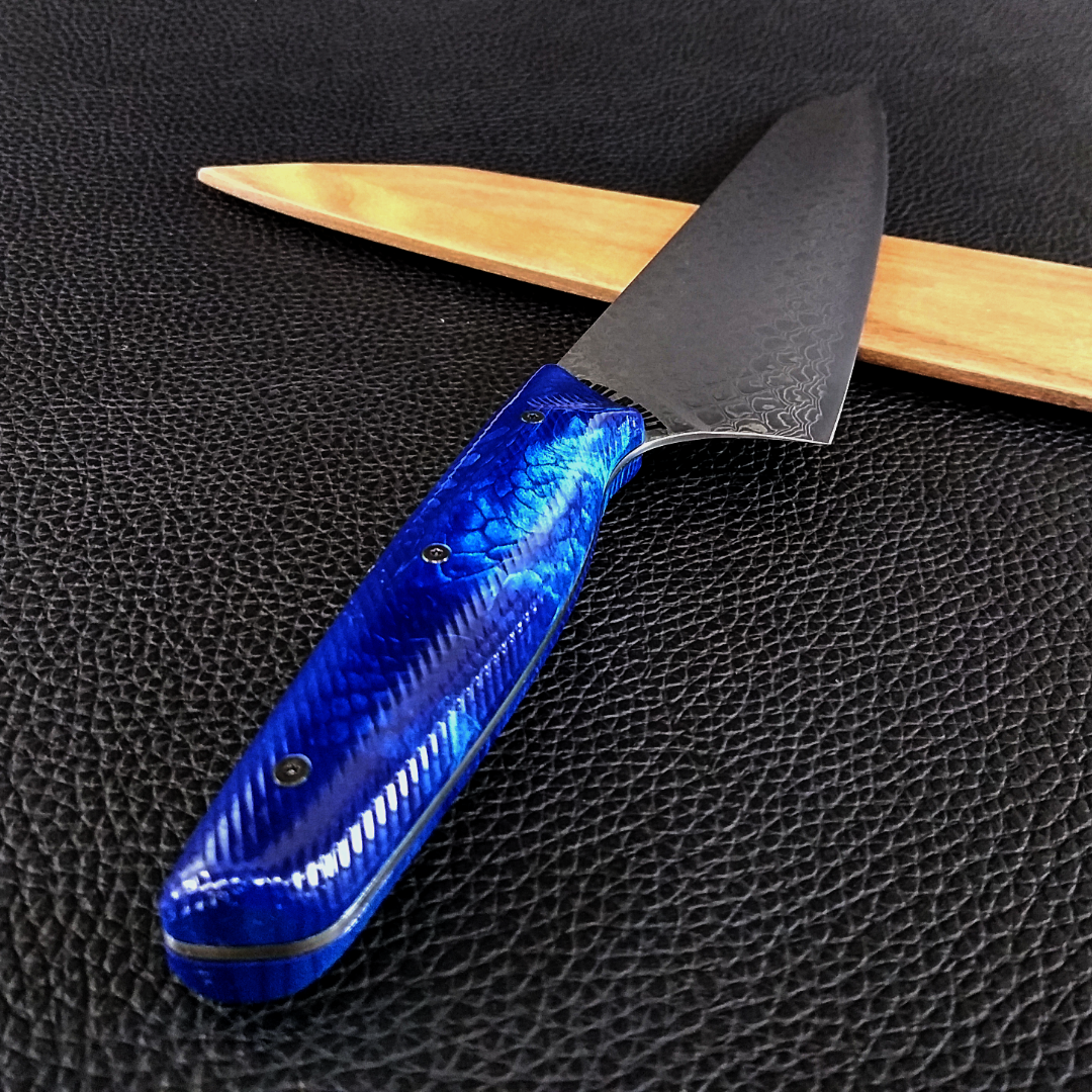 Sapphire Dragon - 10in Damascus Gyuto - Dragonscale - Wavy Handle