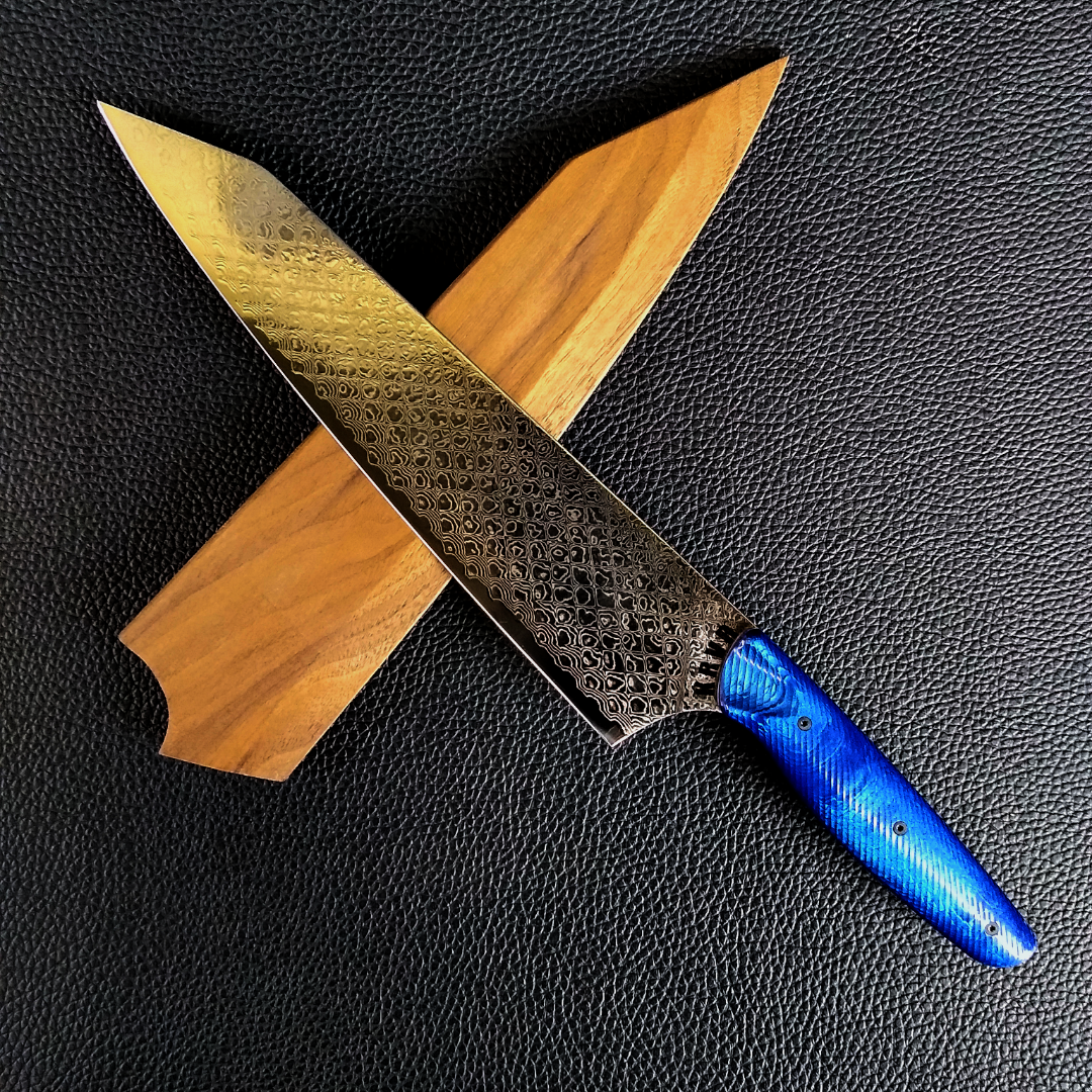 Blue Dragon&#39;s Belly - 10in Damascus Gyuto - Dragonscale - Wavy Handle