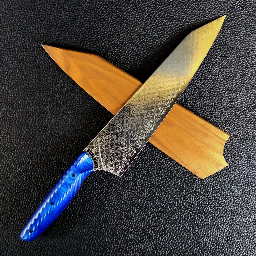 Blue Dragon&#39;s Belly - 10in Damascus Gyuto - Dragonscale - Wavy Handle