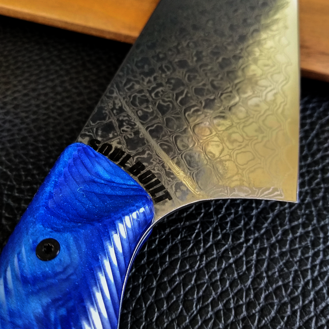 Blue Dragon&#39;s Belly - 10in Damascus Gyuto - Dragonscale - Wavy Handle