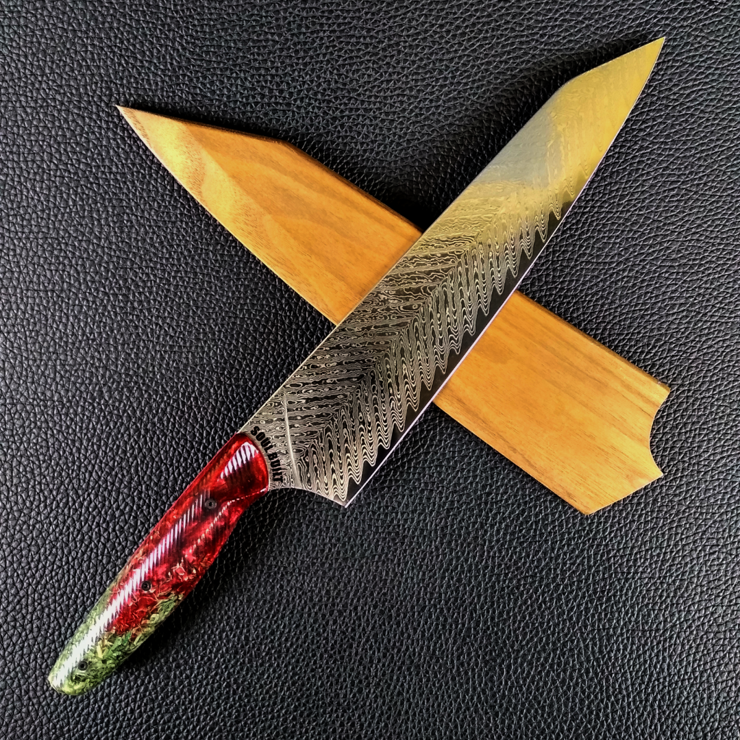 Plomo y Plata - 10in (254mm) Damascus Gyuto - Sawtooth - Wavy Handle