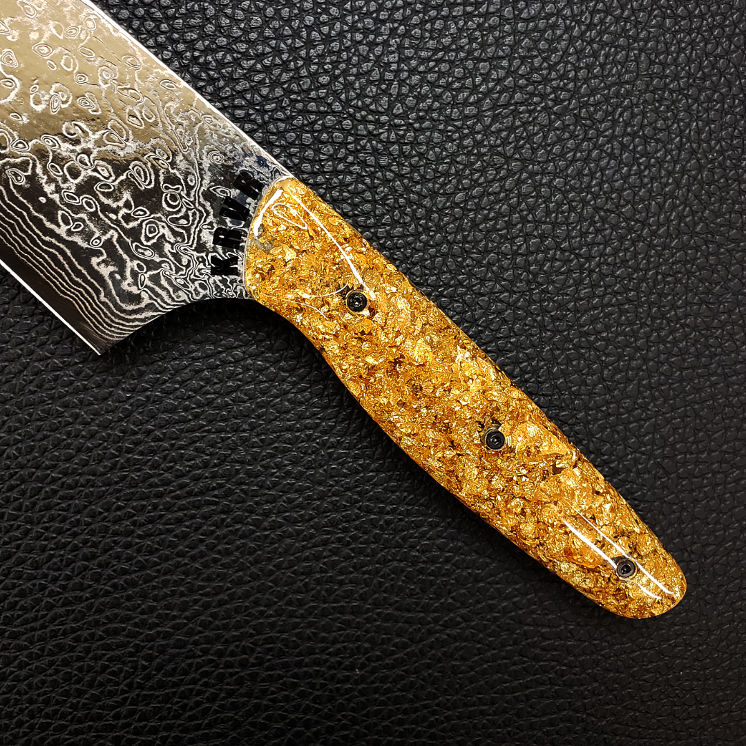 Goldfinger - 10in (254mm) Damascus Gyuto - Raindrop - Smooth Handle