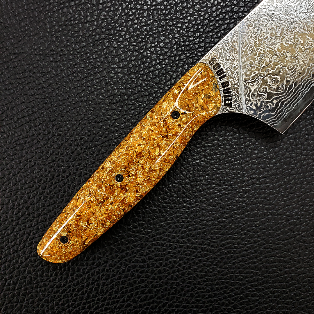 Goldfinger - 10in (254mm) Damascus Gyuto - Raindrop - Smooth Handle