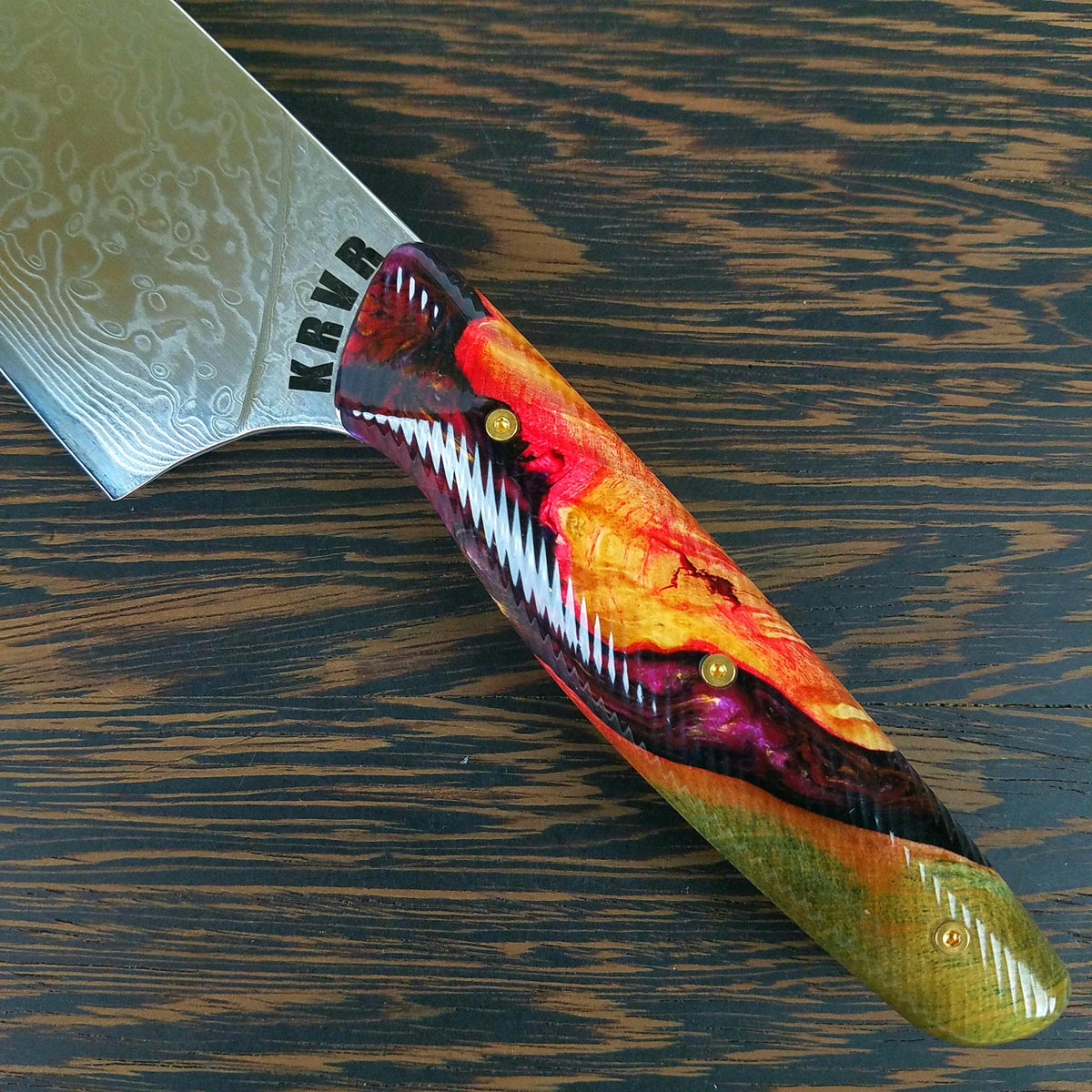 Color-nary King - 10in (254mm) Damascus Gyuto - Raindrop - Wavy Handle
