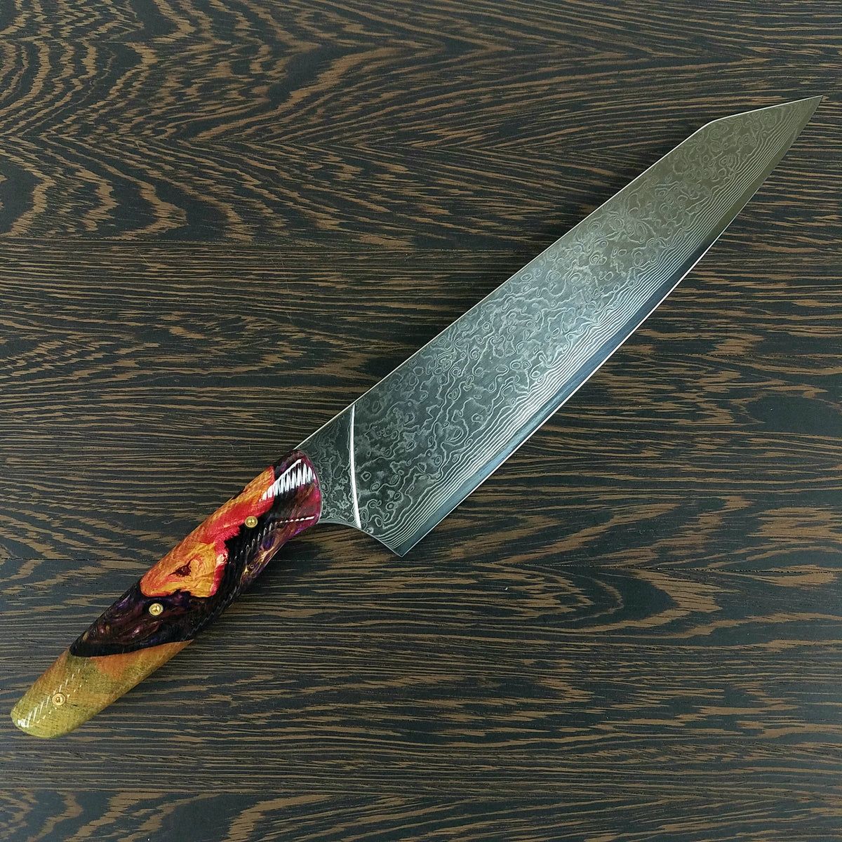 Color-nary King - 10in (254mm) Damascus Gyuto - Raindrop - Wavy Handle