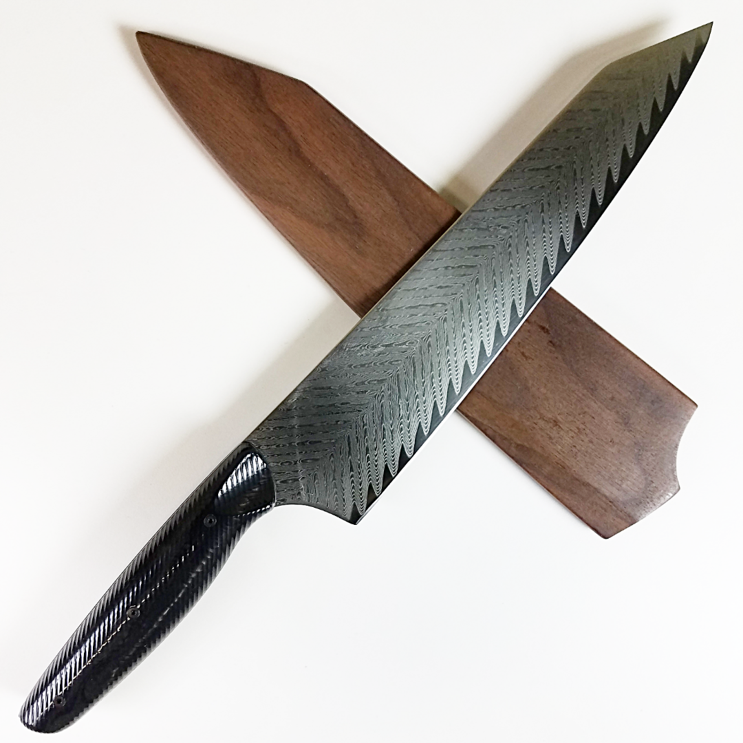 Black Dragonteeth - 10in (254mm) Damascus Gyuto - Sawtooth - Wavy Handle