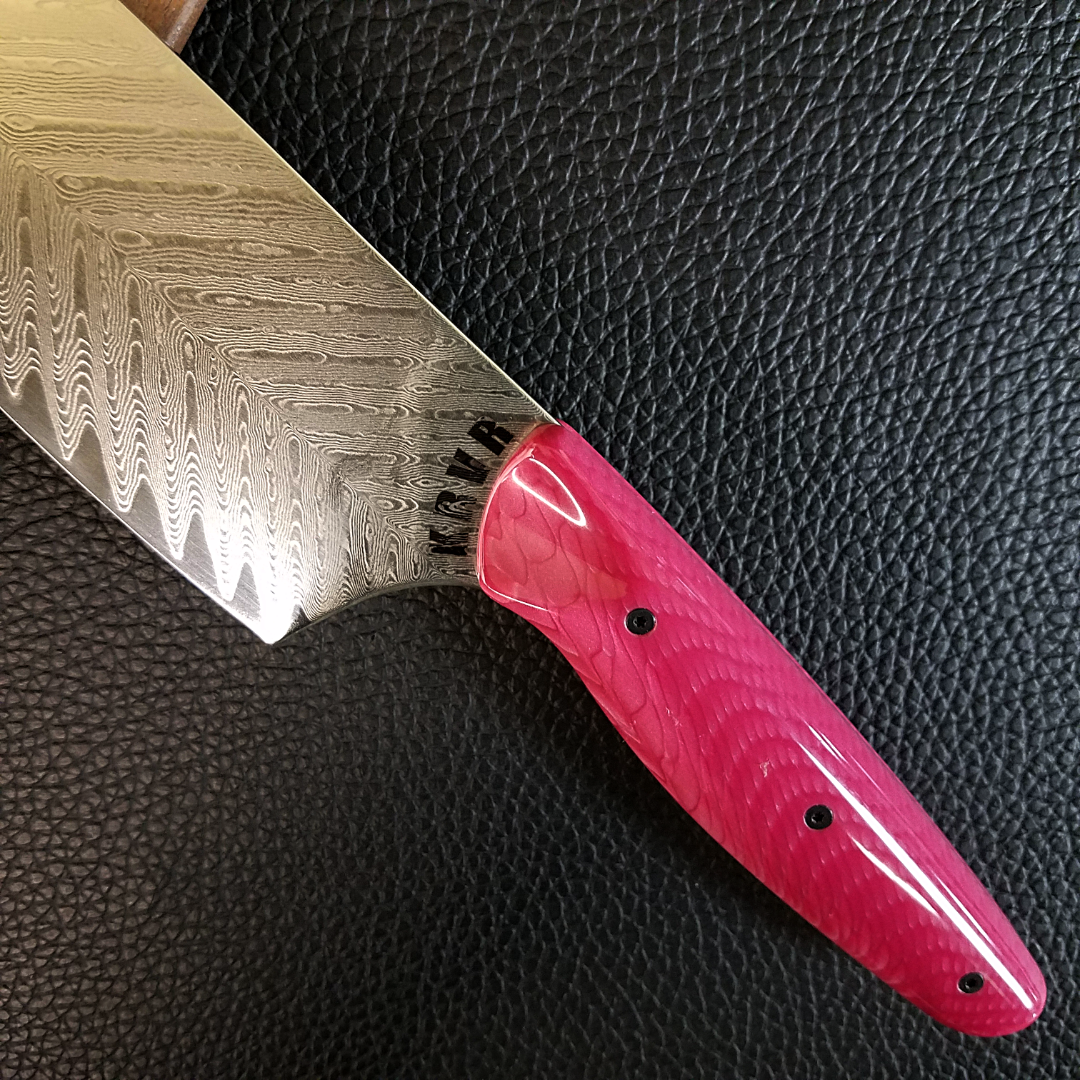 Pink Dragonteeth - 10in (254mm) Damascus Gyuto - Sawtooth - Smooth Handle