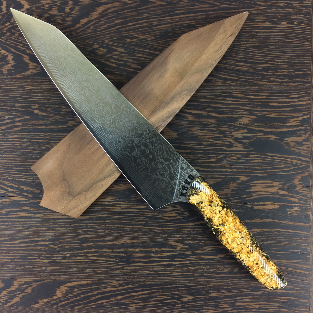 Pay Dirt - 10&quot; Damascus - Gyuto Kinfe - Wavy Handle
