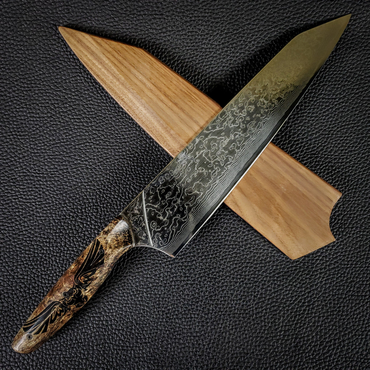 Dueling Spirits II - Gyuto K-tip 10in Chef&#39;s Knife - Raindrop Damascus