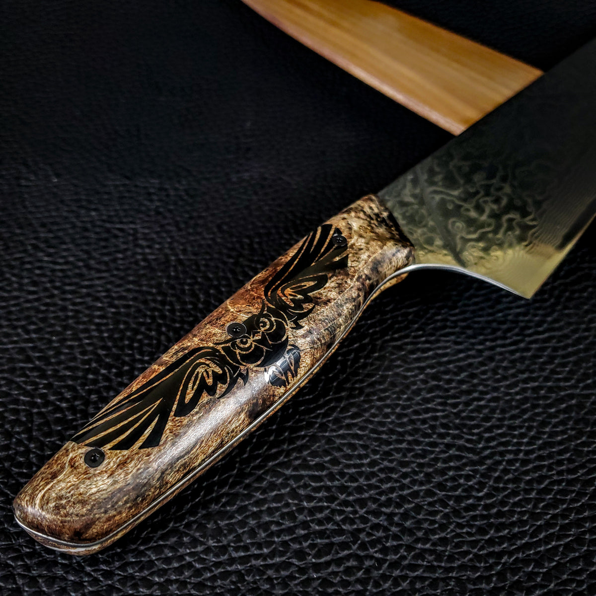 Dueling Spirits II - Gyuto K-tip 10in Chef&#39;s Knife - Raindrop Damascus