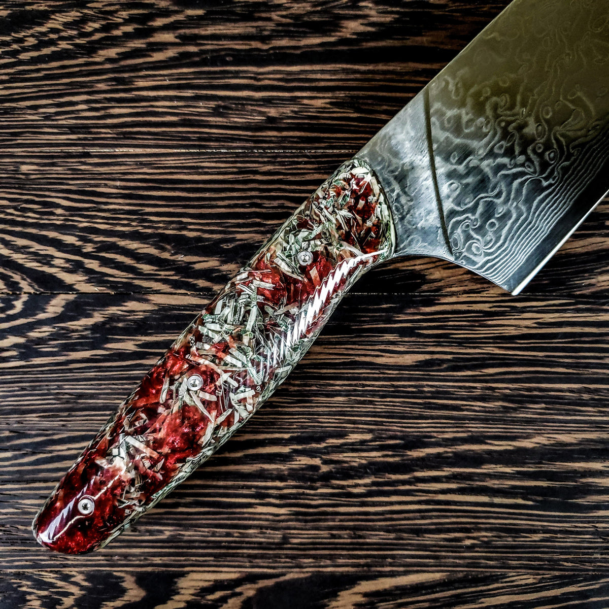 Blood Money - 10in (254mm) Damascus Gyuto - Raindrop - Wavy Handle