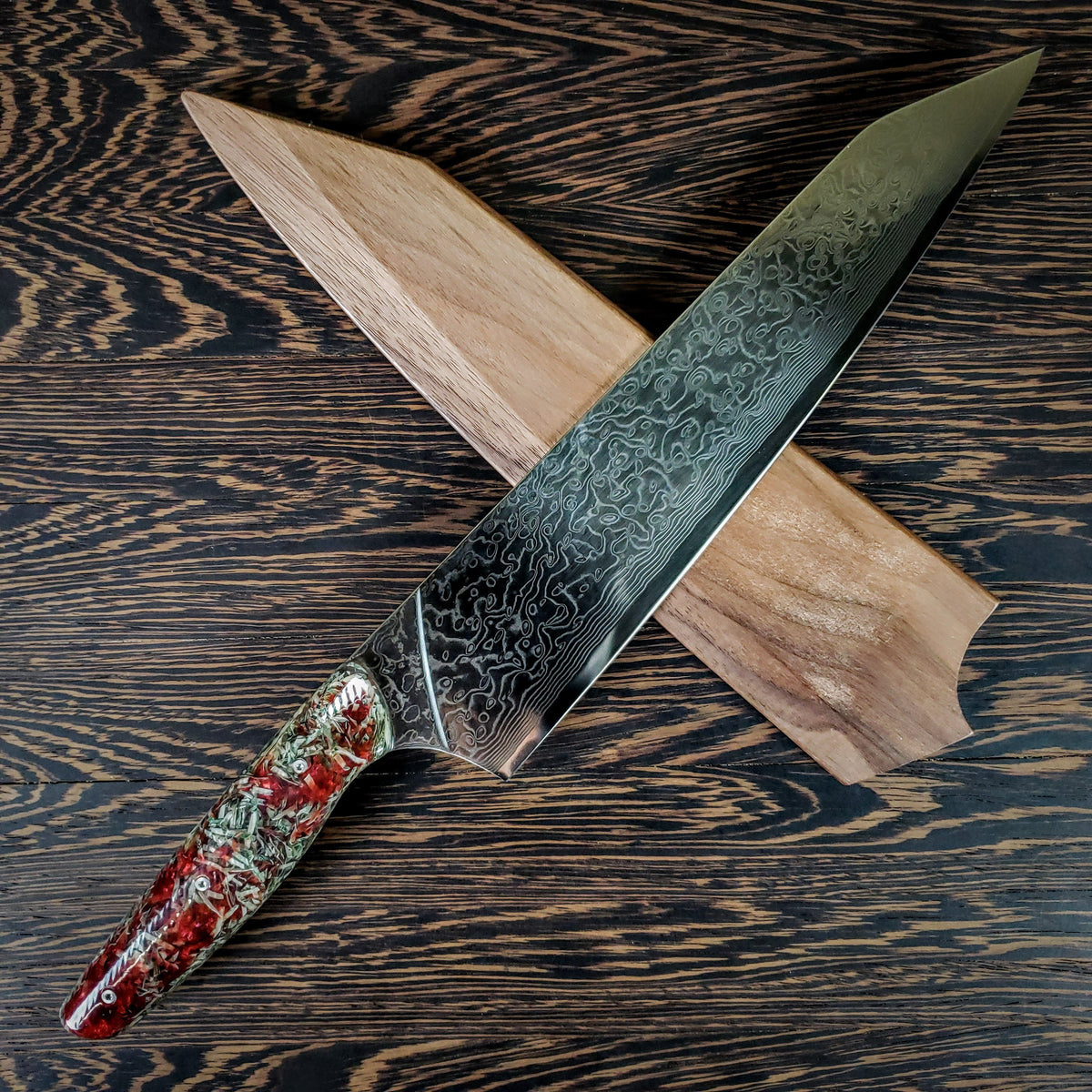 Blood Money - 10in (254mm) Damascus Gyuto - Raindrop - Wavy Handle