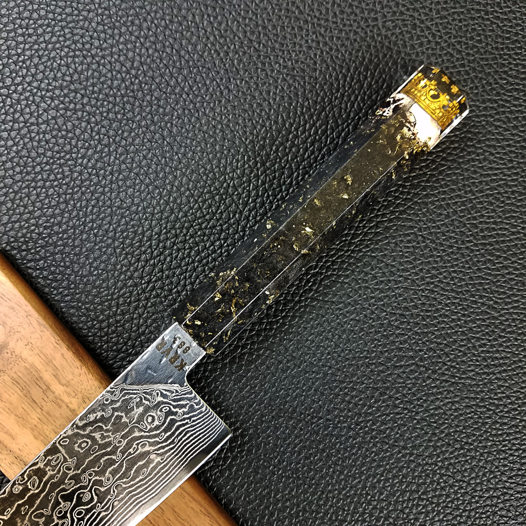 Dead Man&#39;s Crown - 210mm (8.25in) Raindrop Damascus Gyuto Chef Knife