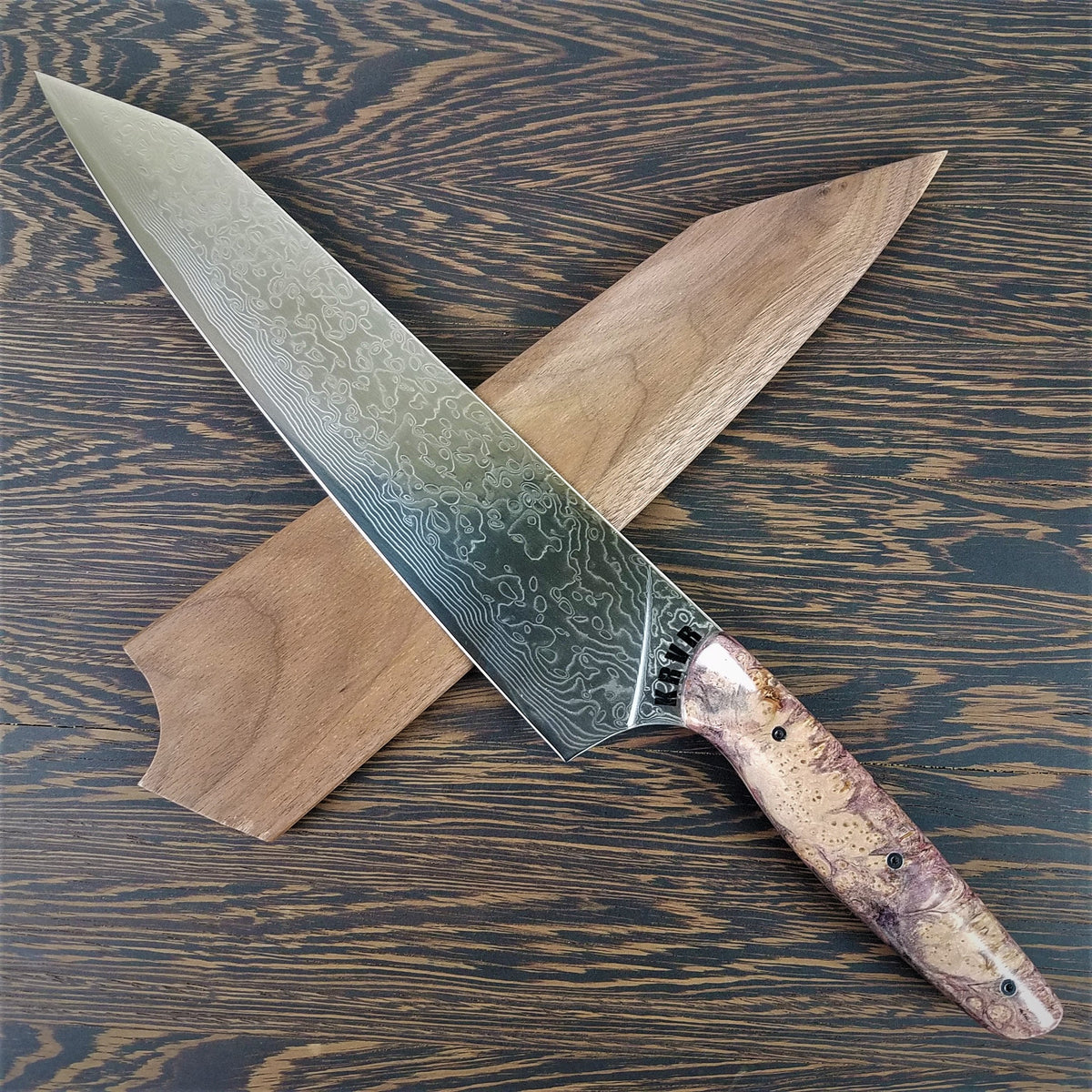 Purple Rain II - 10in (254mm) Damascus Gyuto - Raindrop - Smooth Handle