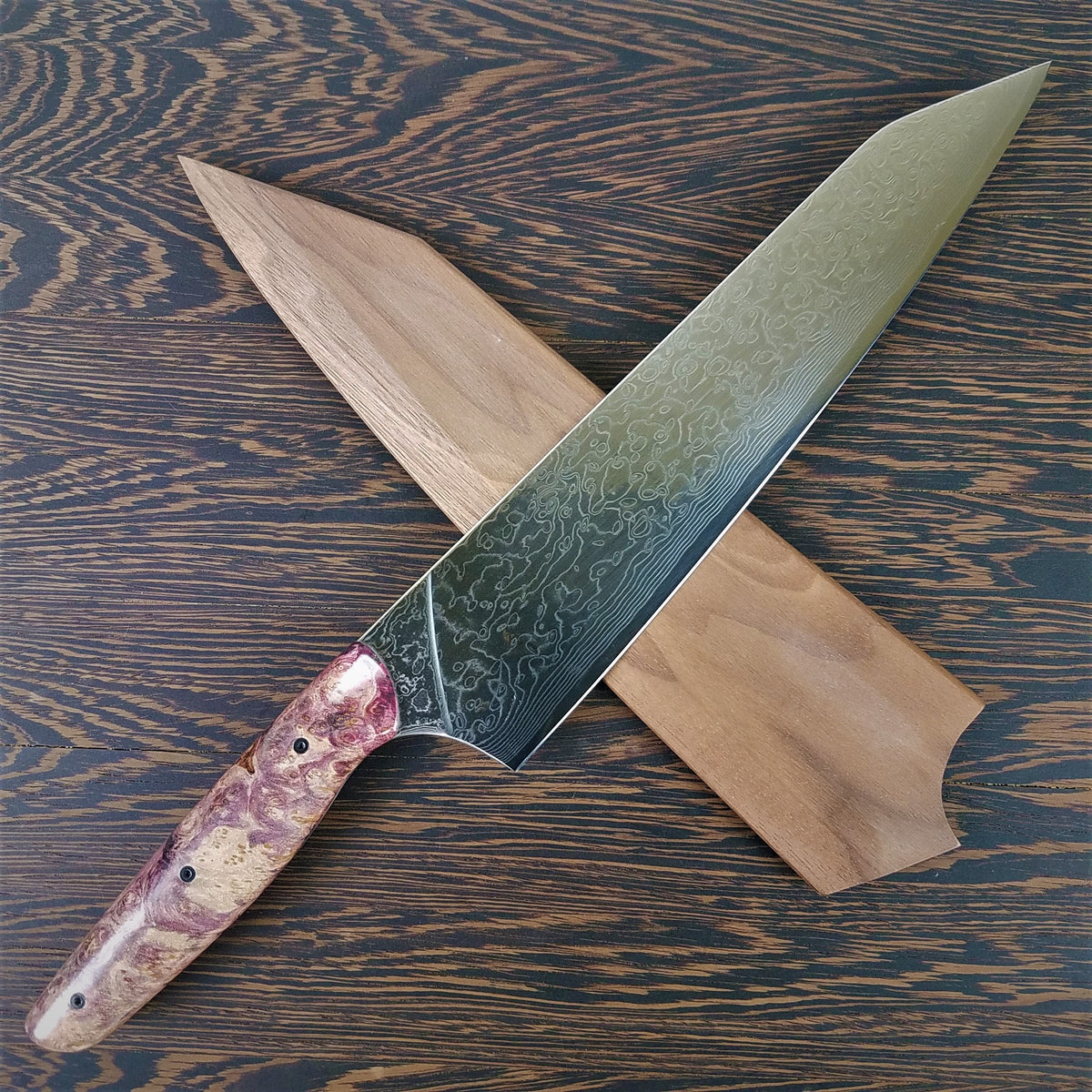 Purple Rain II - 10in (254mm) Damascus Gyuto - Raindrop - Smooth Handle