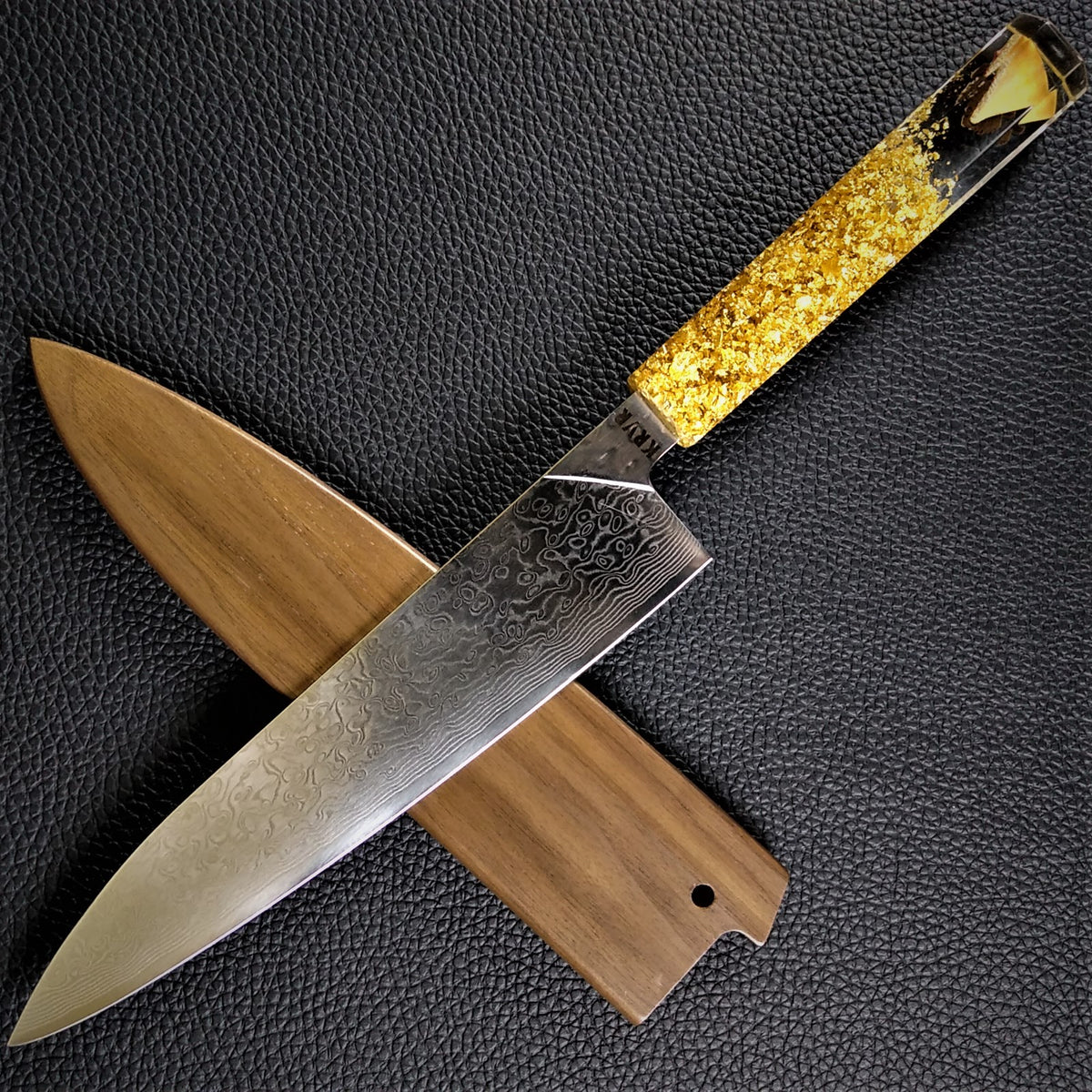 Magic Mike&#39;s Pizza Choppa - 210mm (8.25in) Damascus Gyuto Chef Knife - Raindrop Pattern