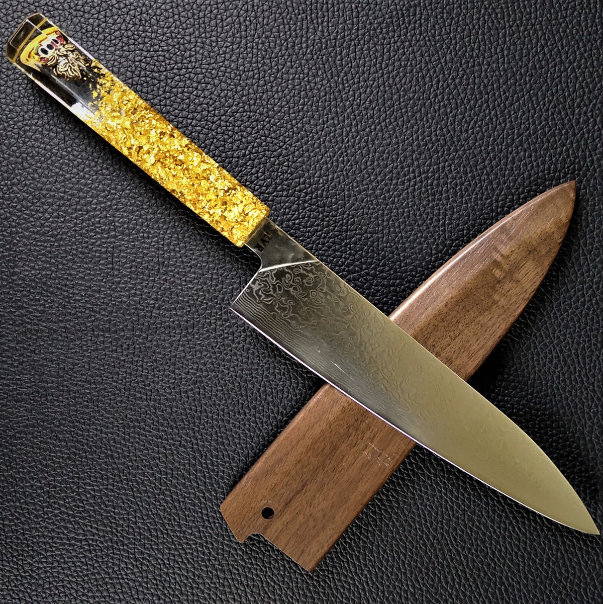 Magic Mike&#39;s Pizza Choppa - 210mm (8.25in) Damascus Gyuto Chef Knife - Raindrop Pattern