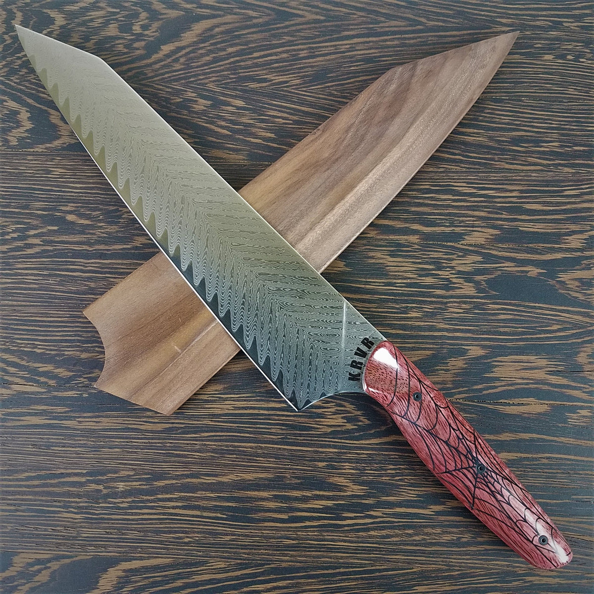 Spider Vs Venom - 10in (254mm) Damascus Gyuto - Sawtooth - Smooth Handle