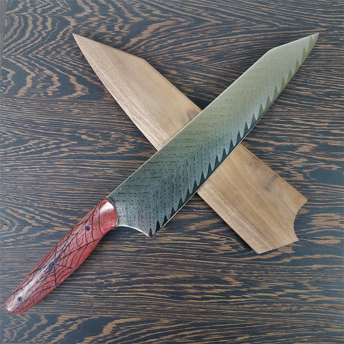 Spider Vs Venom - 10in (254mm) Damascus Gyuto - Sawtooth - Smooth Handle