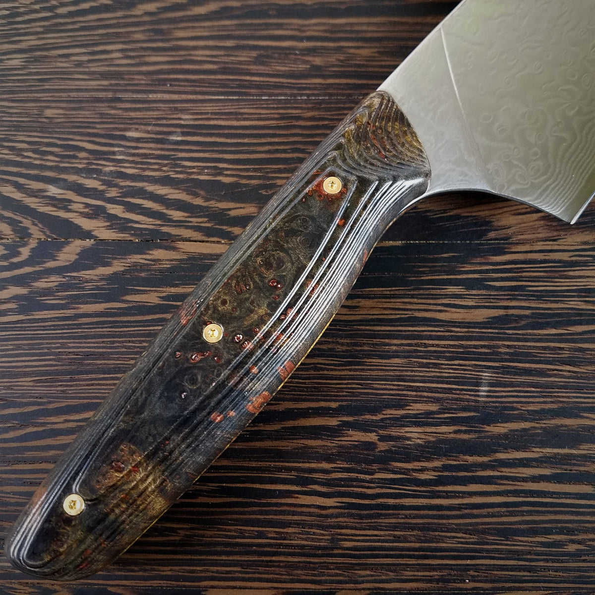 Legacy - 10in Damascus Gyuto - Wood Burl - Terraced Handle