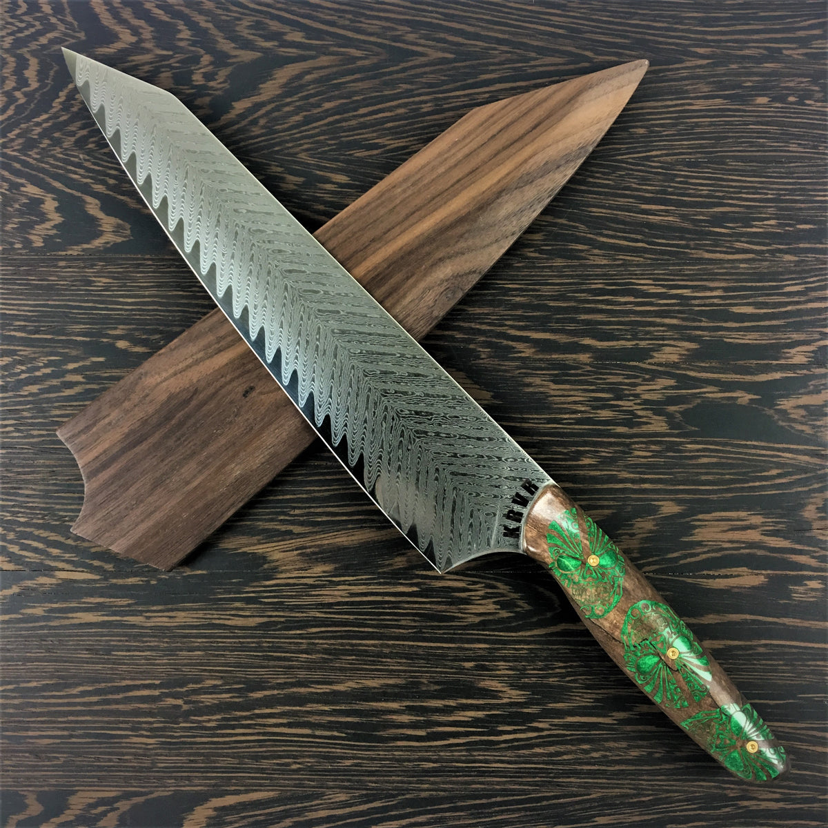 Green Goblin - 10in (254mm) Damascus Gyuto - Sawtooth - Smooth Handle