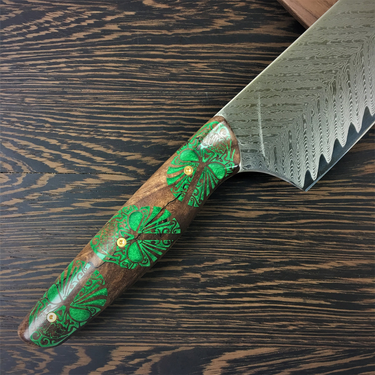 Green Goblin - 10in (254mm) Damascus Gyuto - Sawtooth - Smooth Handle