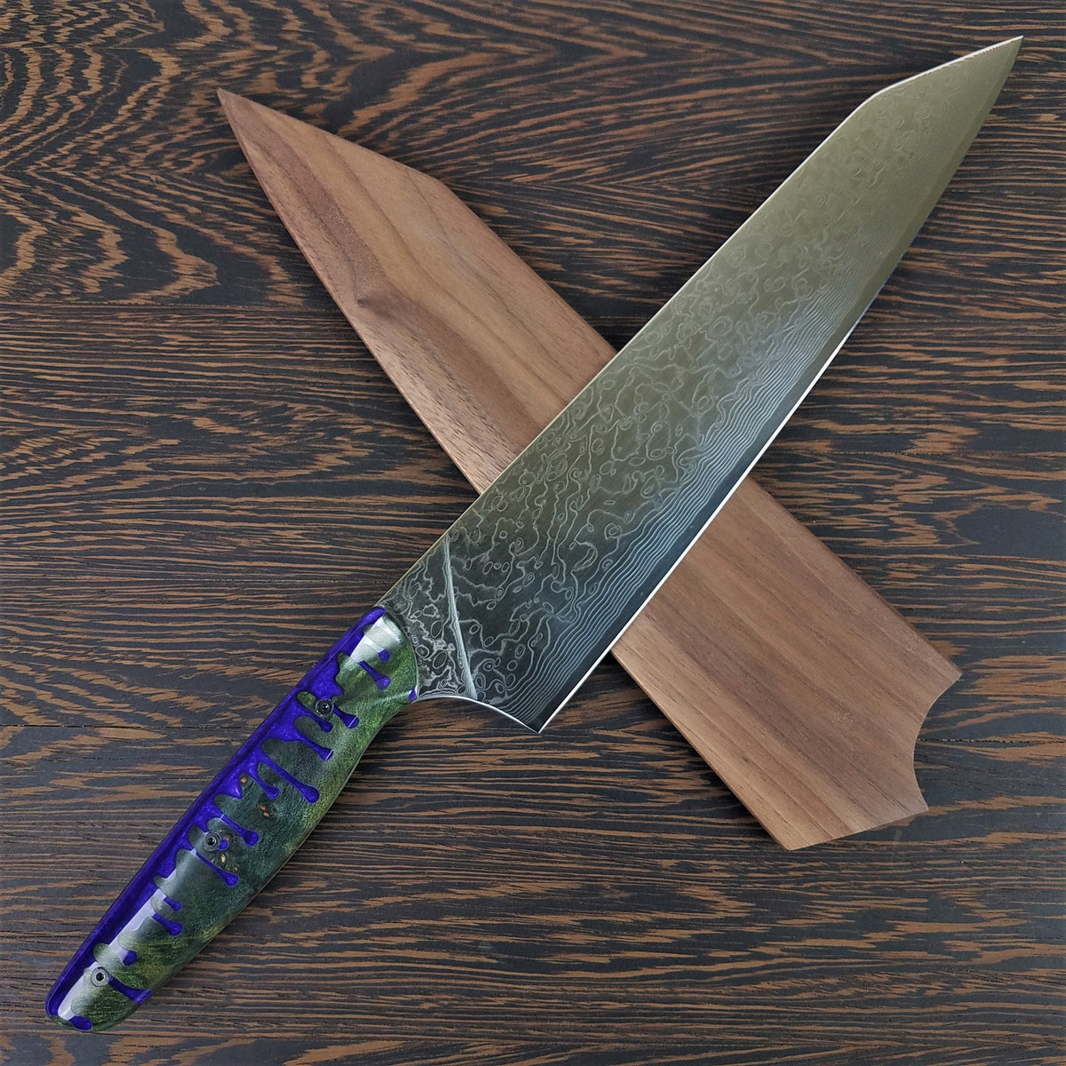 Goosebumps Drip - 10in (254mm) Damascus Gyuto - Raindrop - Smooth Handle