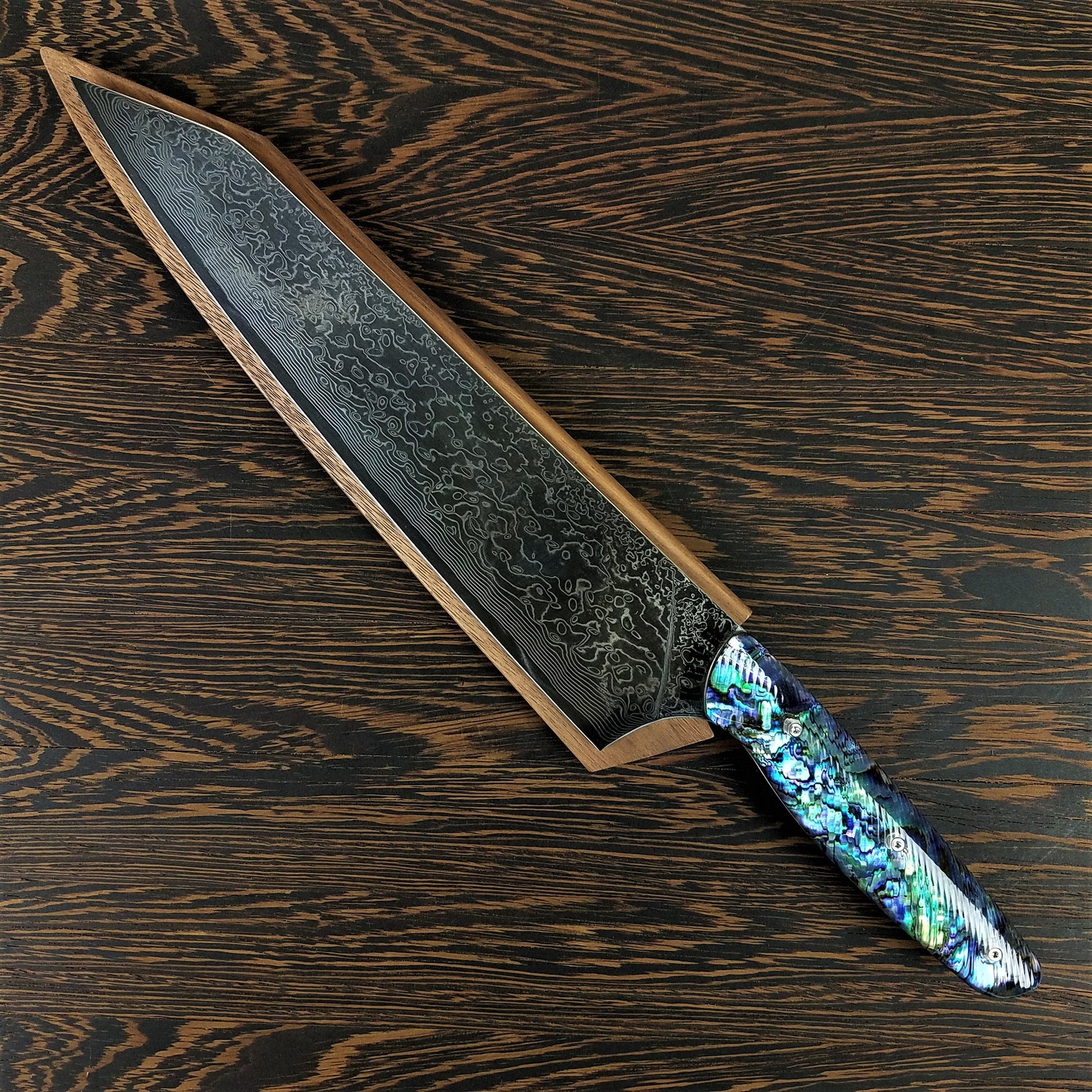 Poseidon's Pearl - 10in (254mm) Damascus Gyuto - Raindrop - Wavy Handle