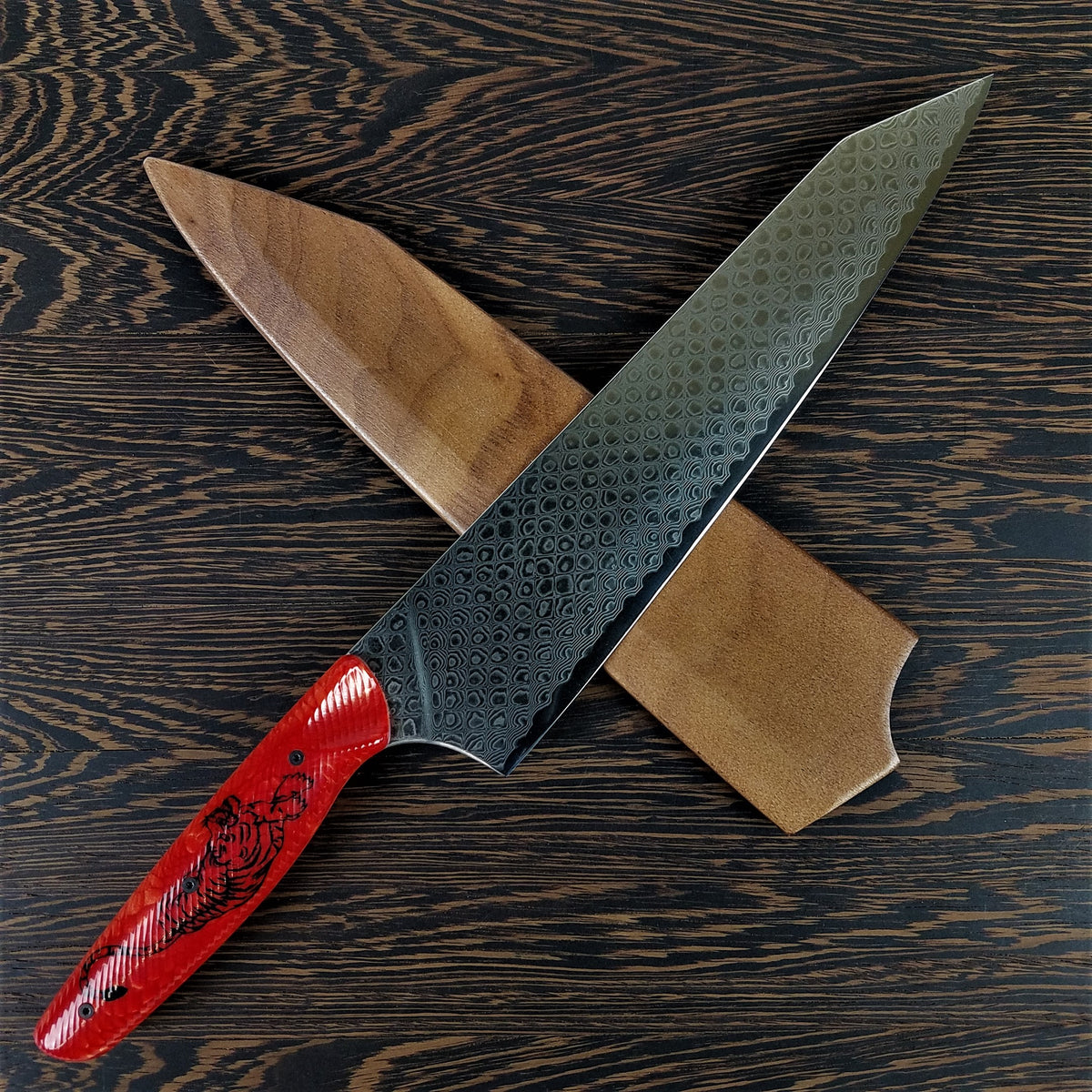 Crouching Tiger, Hidden Dragon - 10in Damascus Gyuto - Dragonscale - Wavy Handle