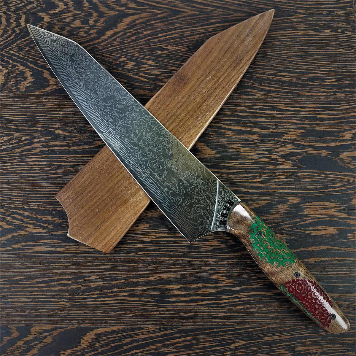 Merry Mandalas - 10in (254mm) Damascus Gyuto - Raindrop - Smooth Handle