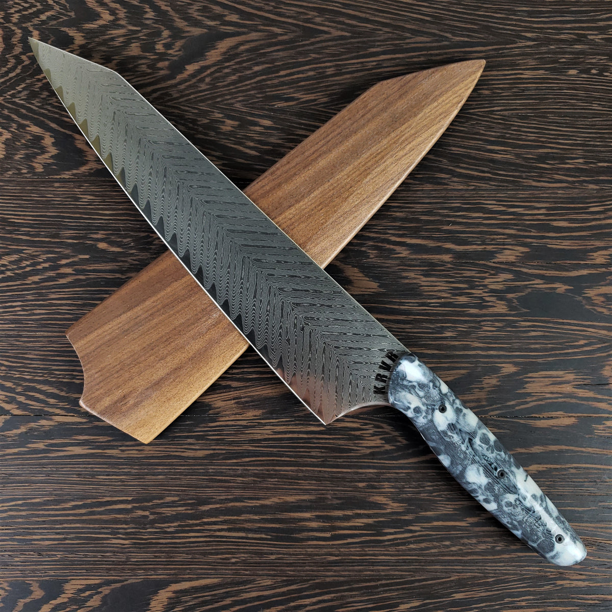Mosh Pit - 10in (254mm) Damascus Gyuto - Sawtooth - Smooth Handle
