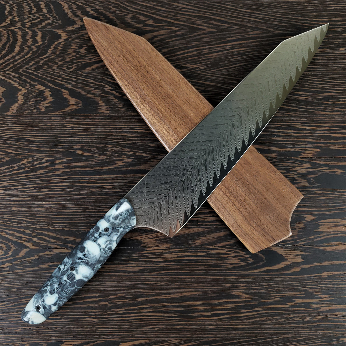 Mosh Pit - 10in (254mm) Damascus Gyuto - Sawtooth - Smooth Handle