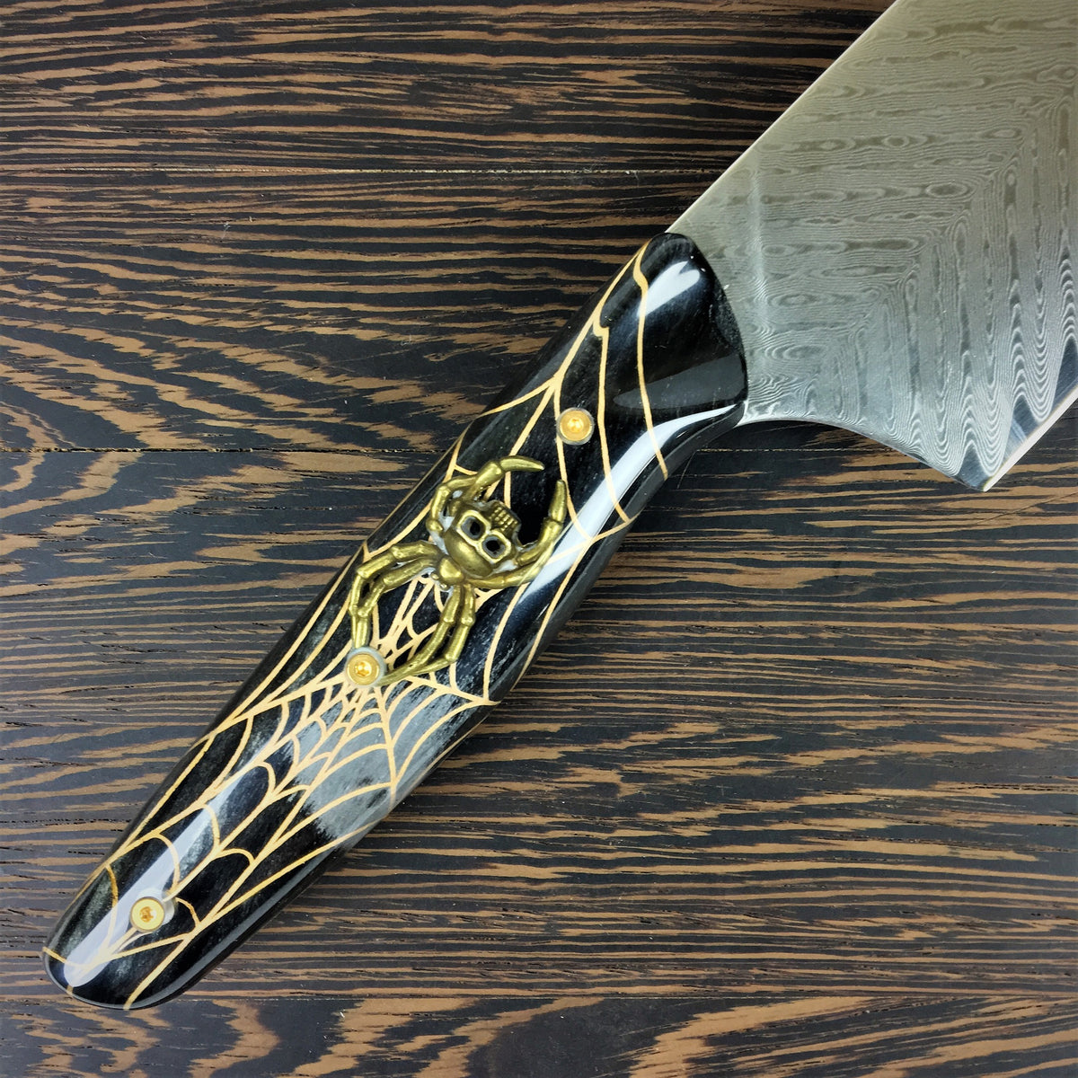 Golden Widow - Gyuto K-tip 10in Chef&#39;s Knife - Herringbone Damascus