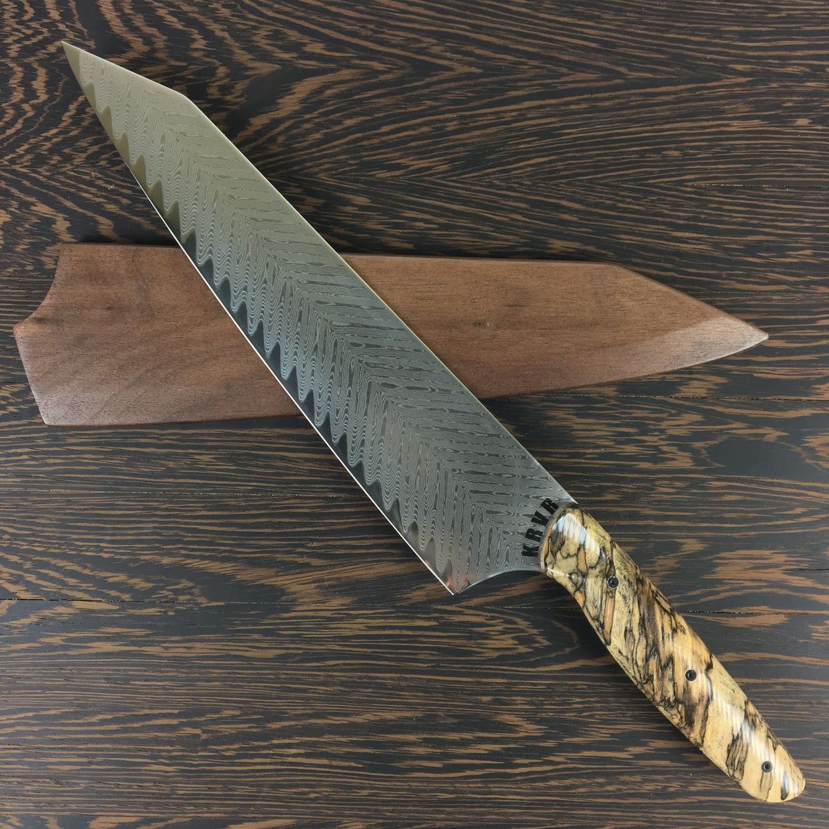 Hackleberry Finn - Gyuto K-tip 10in Chef&#39;s Knife - Fishbone Damascus