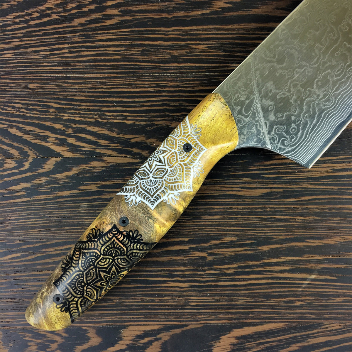 Yin Yang Mandala - 10in K-tip Gyuto - Raindrop Damascus