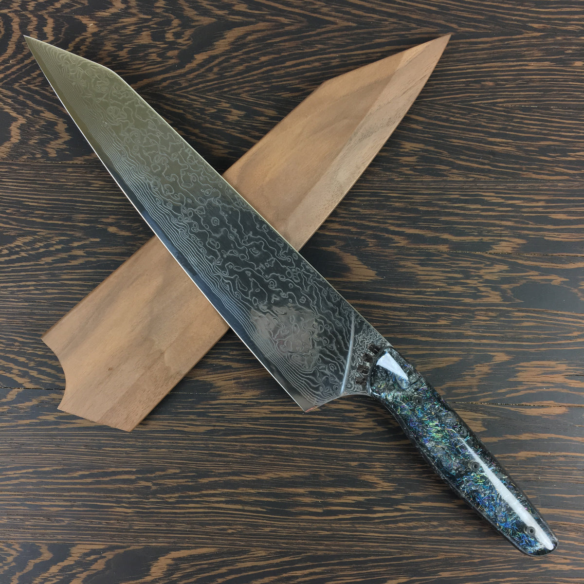 Interstellar - 10in K-tip Gyuto - Raindrop Damascus