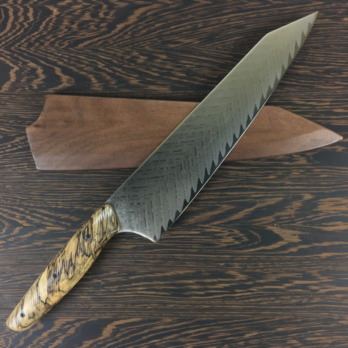 Hackleberry Finn - Gyuto K-tip 10in Chef&#39;s Knife - Fishbone Damascus