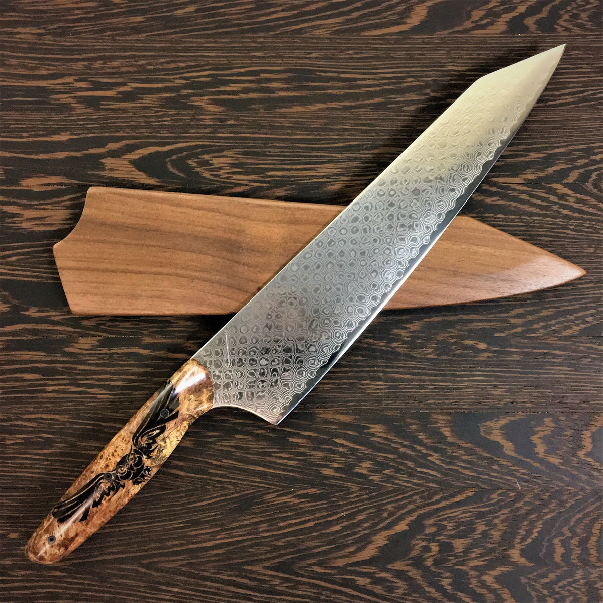 Dueling Spirits - Gyuto K-tip 10in Chef&#39;s Knife - Scale Damascus