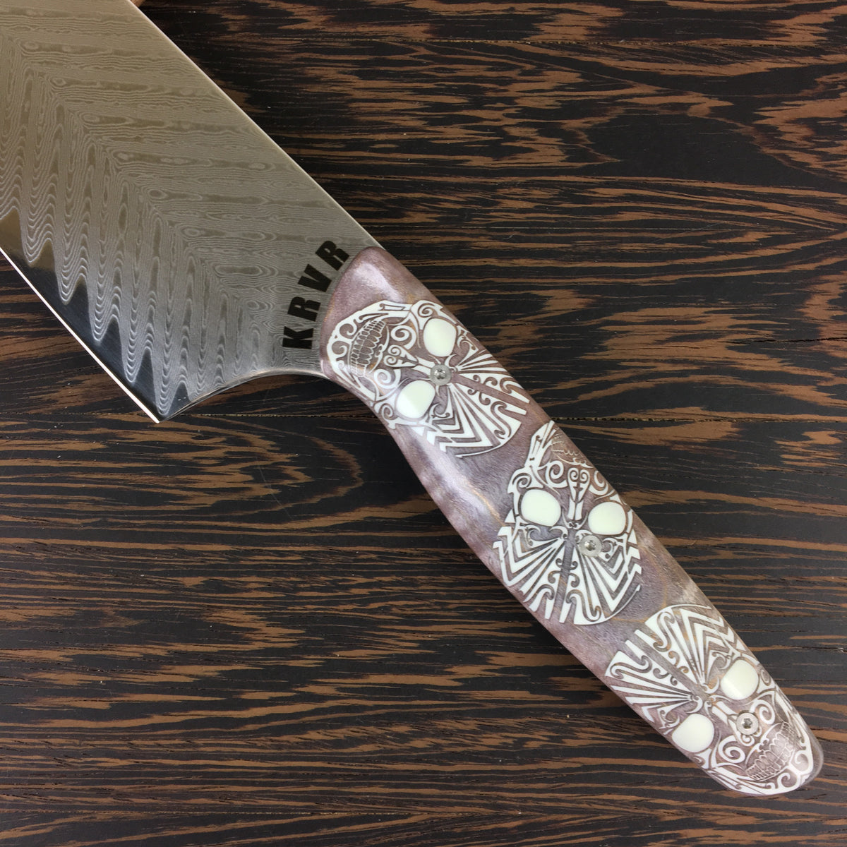 Dr Jekyll y Señor Hyde - Gyuto K-tip 10in Chef&#39;s Knife - Bone Saw Damascus