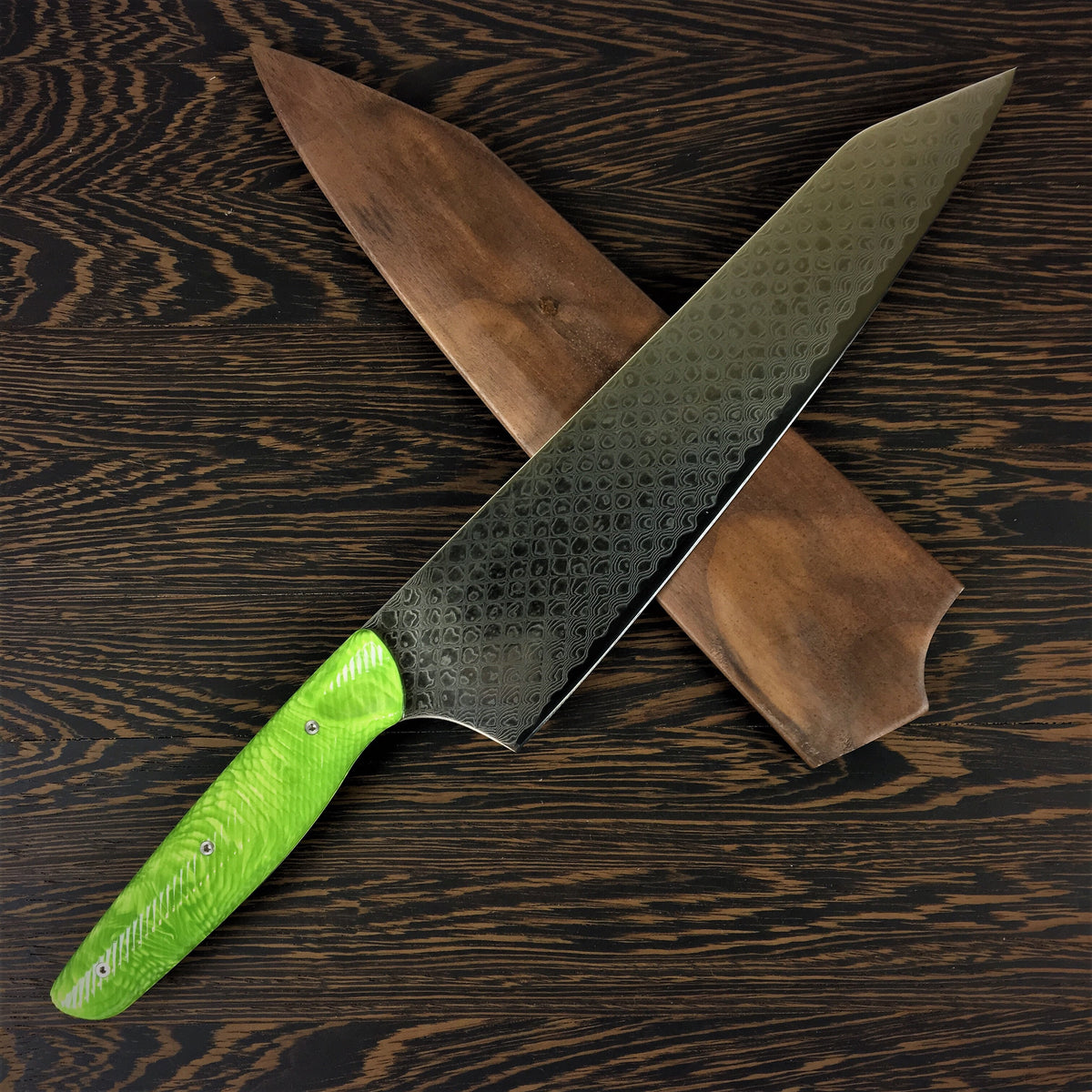 Green Dragon’s Belly- 10in Damascus Gyuto - Dragonscale - Wavy Handle