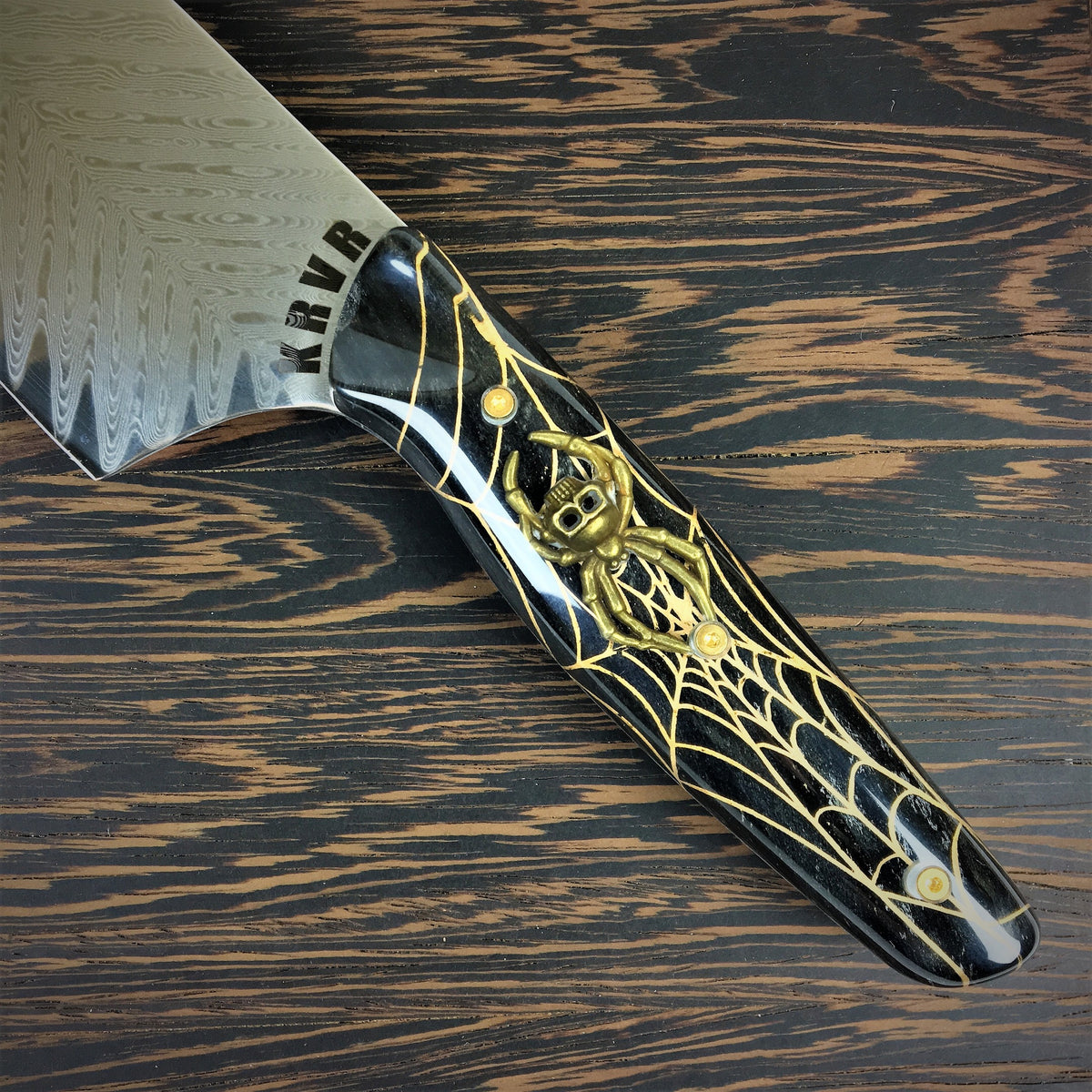 Golden Widow - Gyuto K-tip 10in Chef&#39;s Knife - Herringbone Damascus