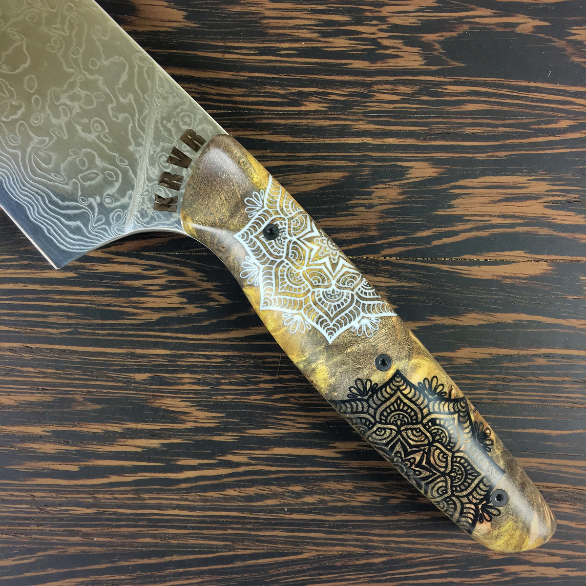 Yin Yang Mandala - 10in K-tip Gyuto - Raindrop Damascus